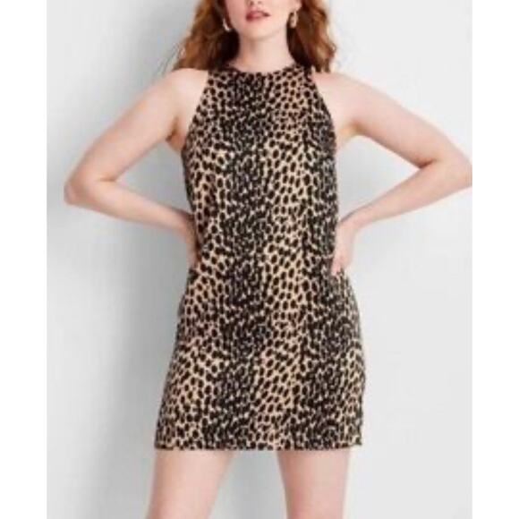 Future Collective 90’s Satin Leopard Print Dress Size S - Picture 1 of 12